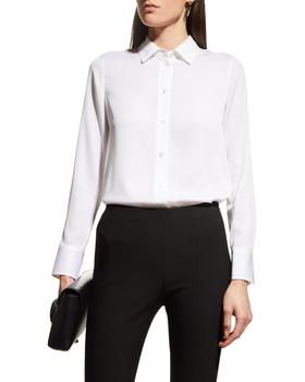 vince真丝, Vince | Slim-Fit Long-Sleeve Stretch-Silk Blouse商品图片 满$400减$100, 满减