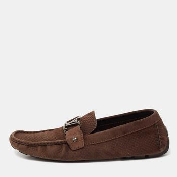 更多路易威登男鞋, [二手商品] Louis Vuitton | Louis Vuitton Brown Suede  Monte Carlo Slip on Loafers Size 44.5商品图片 9.8折, 满1件减$100, 满减