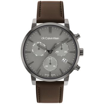 ck手表男是什么牌子, Calvin Klein | Men's Swiss Chronograph Gauge Brown Leather Strap Watch 42mm商品图片 