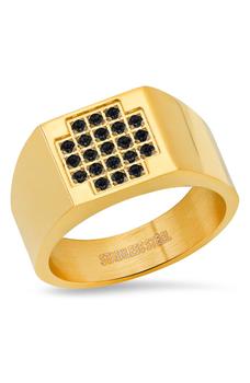 商品HMY JEWELRY | 18K Gold Vermeil Simulated Black Diamond Cross Ring,商家Nordstrom Rack,价格¥217图片