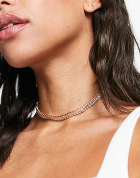 ASOS | ASOS DESIGN necklace with cubic zirconia crystal design in gold tone商品图片,