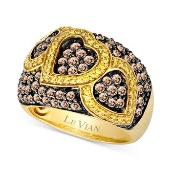 商品Le Vian | Chocolate Diamond (1-3/8 ct. t.w.) & Sunny Yellow Diamond (1/4 ct. t.w.) Heart Cluster Ring in 18k Gold,商家Macy's,价格¥52345图片