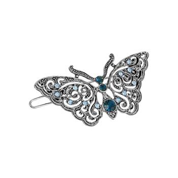商品Women's Silver-Tone Montana Crystal Butterfly Barrette图片