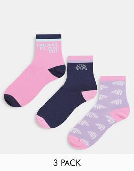 Threadbare | Threadbare 3 pack dream plan dot sock in pink and navy商品图片,8.3折