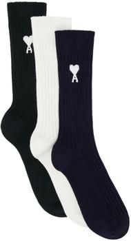 AMI | SSENSE Exclusive Three-Pack Ami De Coeur Socks商品图片,额外8.5折, 独家减免邮费, 额外八五折