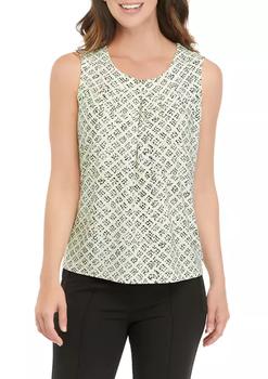 product Women's Printed Sleeveless Top with Pleated Neckline image