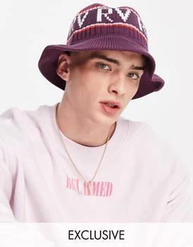 推荐Reclaimed Vintage inspired knitted logo bucket hat in purple商品