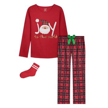商品Max & Olivia | Big Girls 3 Piece Holiday Top, Pajama and Socks Set,商家Macy's,价格¥160图片