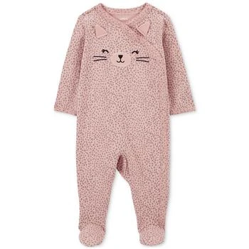 Carter's | Baby Girls Cat Side-Snap Sleep & Play Footed Pajamas 