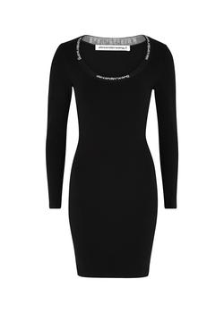 亚历山大王 连衣裙, Alexander Wang | Black logo stretch-knit mini dress商品图片 满$1享9折, 满折