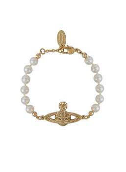 商品Vivienne Westwood Mini Bas Relief Bracelet - Gold Tone/pearl图片