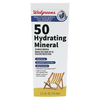 Walgreens | Mineral Face Sunscreen SPF 50商品图片,独家减免邮费