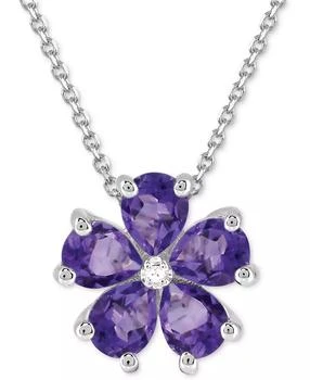 Macy's | Amethyst (3-1/4 ct. t.w.) & Diamond Accent Flower 18" Pendant Necklace in Sterling Silver (Also Available in White Sapphire & Multi Gemstone),商家Macy's,价格¥598