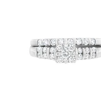Haus of Brilliance | .925 Sterling Silver 3/4 cttw Lab-Grown Diamond Engagement Ring and Band set,商家Verishop,价格¥6170