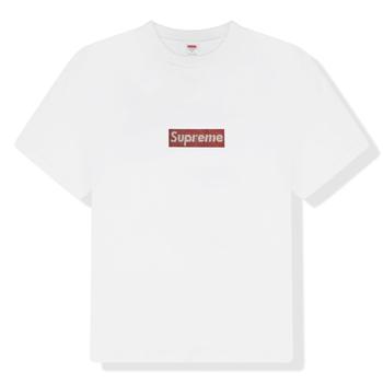 推荐Supreme Swarovski Box Logo T Shirt White Red商品