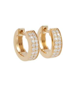 推荐Two Row 14kt gold huggie earrings with diamonds商品