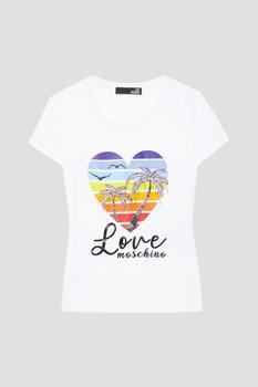 Moschino | Bead-embellished printed stretch-cotton jersey T-shirt商品图片,2.9折