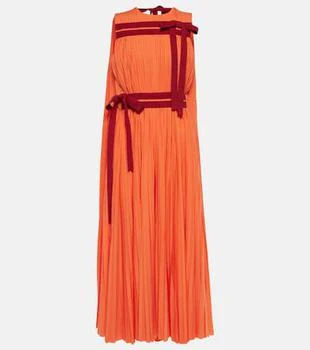 ROKSANDA | Calista caped bow-detail plissé midi dress 独家减免邮费