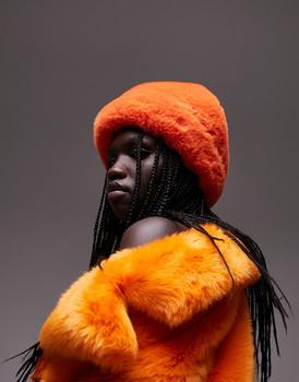 Topshop | Topshop faux fur hat in orange商品图片,