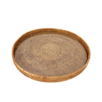 商品Artifacts Trading Company | Round Serving-Ottoman Tray with Glass Insert,商家Macy's,价格¥1383图片