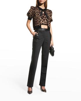 Alice + Olivia | Kitty Cheetah Puff-Sleeve Cardigan商品图片,满$200减$50, 满减