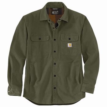 推荐Carhartt Men's Rugged Flex Relaxed Fit Canvas Fleece-Lined Shirt Jacket商品