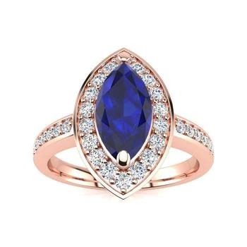 SSELECTS | 1 Carat Marquise Blue Sapphire And Diamond Ring In 14 Karat Rose Gold,商家Premium Outlets,价格¥3132