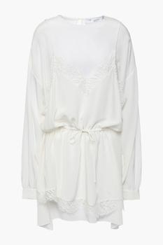 IRO评价, IRO | Hassle layered lace-trimmed silk crepe de chine mini dress商品图片 2折