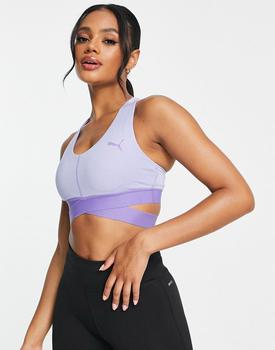 Puma | Puma Training Desert banded high support sports bra in lilac商品图片,