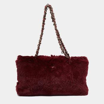 香奈儿122单肩包, [二手商品] Chanel | Chanel Maroon Fur Chain Shoulder Bag商品图片 5.7折, 满1件减$100, 满减
