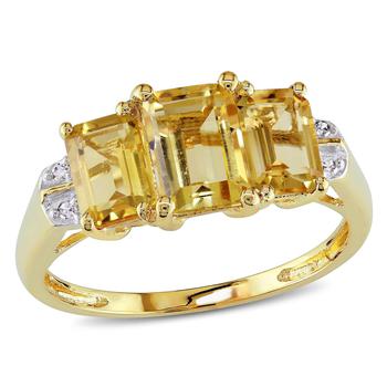 商品Julianna B | 10 K Yellow Gold Citrine and Diamond Accent Ring,商家Lord & Taylor,价格¥2140图片