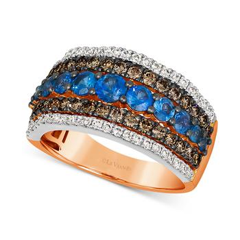 商品Le Vian | Chocolatier® Blueberry Sapphire (1-1/6 ct. t.w.) & Diamond (7/8 ct. t.w.) Multirow Ring in 14k Rose Gold,商家Macy's,价格¥29049图片