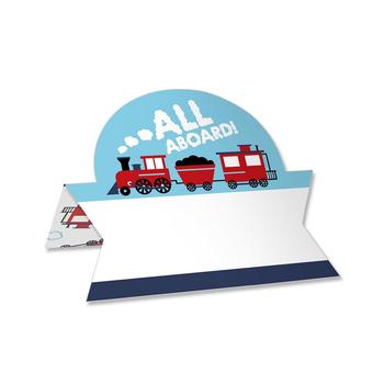 商品Railroad Party Crossing - Steam Train Birthday Party or Baby Shower Tent Buffet Card - Table Setting Name Place Cards - Set of 24图片