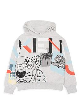 推荐Little Boy's & Boy's Collage Logo Print Hooded Sweatshirt商品