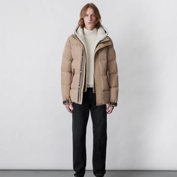 推荐Mackage Men's Riley Down Jacket With Removable Shearling Bib - Camel商品