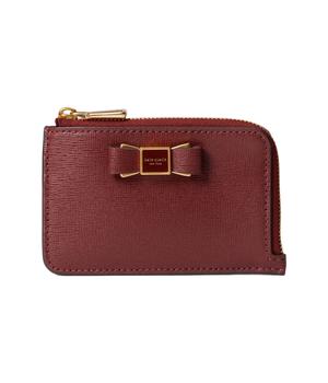 Kate Spade | Morgan Bow Embellished Saffiano Leather Zip Card Holder商品图片,6.6折起, 独家减免邮费