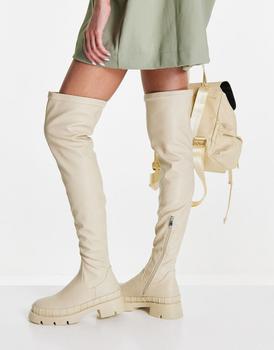 RAID Rooshi over the knee stretch boots in cream product img