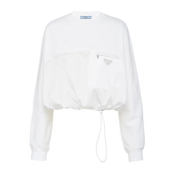 Prada | 【预售3-7天】PRADA/普拉达 21年秋冬 女士白色棉质再生尼龙平纹针织Oversize圆领卫衣134632_1YYA_F0N40_S_212商品图片,8折, 包邮包税