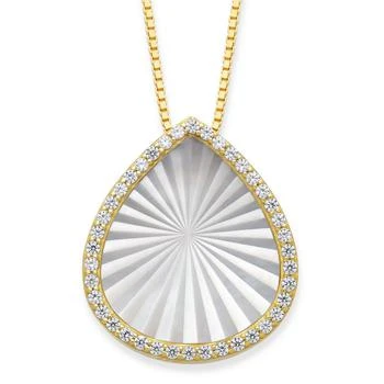 Macy's | Mother of Pearl 15x13mm and Cubic Zirconia Pear Shaped Pendant with 18" Chain in Gold over Silver,商家Macy's,价格¥1590