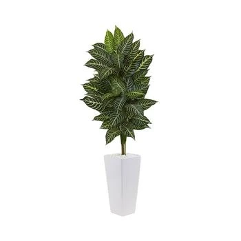 NEARLY NATURAL | 4' Zebra Artificial Plant in White Tower Planter,商家Macy's,价格¥1318