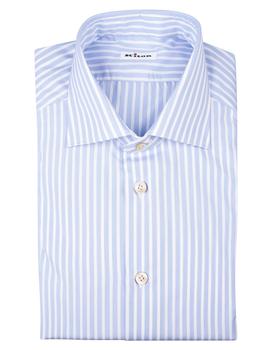 推荐Kiton Light Blue And White Striped Poplin Man Shirt商品