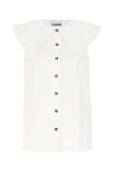 Ganni | Ganni Ruffled Sleeveless Shirt,商家Cettire,价格¥367