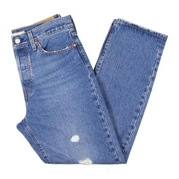 商品Levi's Womens Wedgie Button Fly Distressed Straight Leg Jeans图片