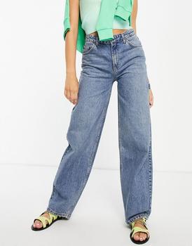 ASOS | ASOS DESIGN cotton blend mid rise oversized 'skater' jean in greencast - MBLUE商品图片,4.5折