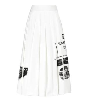 推荐Pleated cotton jersey midi skirt商品