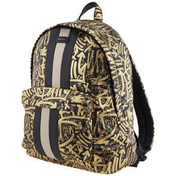 推荐Bally Black/Gold Hingis Graffiti Print Leather Backpack商品