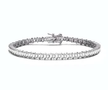 Genevive | Genevive Sterling Silver with white gold Plated Clear Cubic Zirconia Tennis Bracelet,商家Premium Outlets,价格¥984