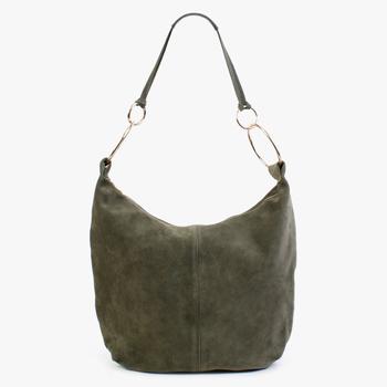 推荐Laggio Khaki Suede Slouchy Hobo Bag商品