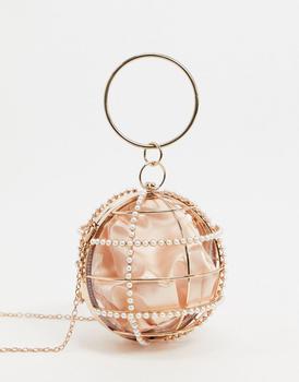 推荐ASOS DESIGN cage sphere clutch bag with embellishment商品