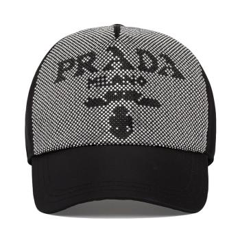 Prada | 【预售3-7天】PRADA/普拉达 21年秋冬 男士黑色铆钉装饰Re-Nylon 再生尼龙棒球帽2HC179_2D0S_F0002商品图片,7.9折, 包邮包税